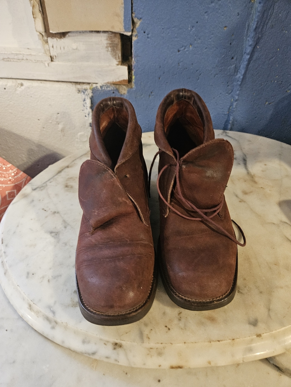 Romeo Gigli 1990s Ankle Booties Leather Burgundy, Italy, sz 37 Vintage